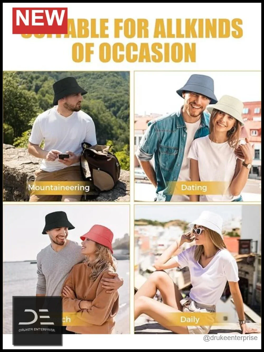 Cotton Bucket Hat Unisex Summer Sun Hat Packable Fisherman Cap Casual